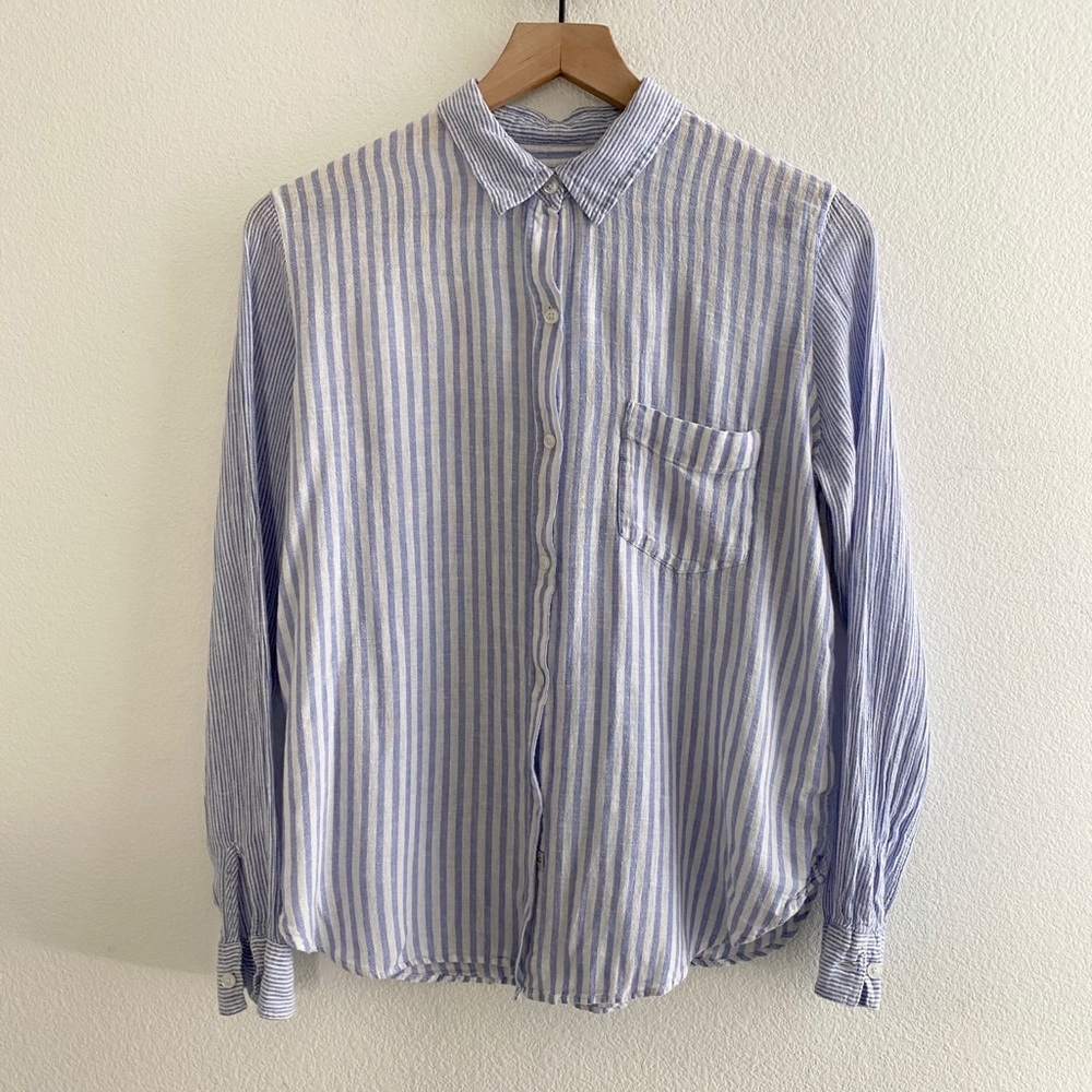 Rails Blue White Striped Charli Linen Shirt Blouse